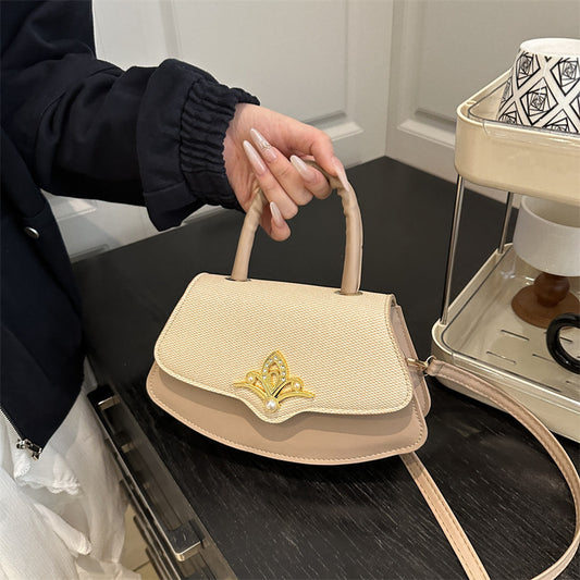 Vintage oil-leather commuter handbag