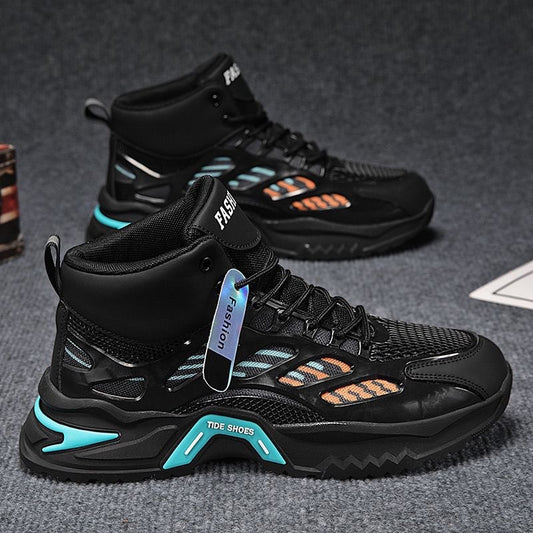 Breathable High-Top Casual Sports Shoes with Thick Sole
