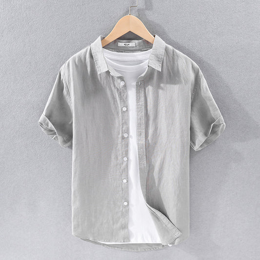 Pure Linen Men's Casual Short-Sleeved Shirt