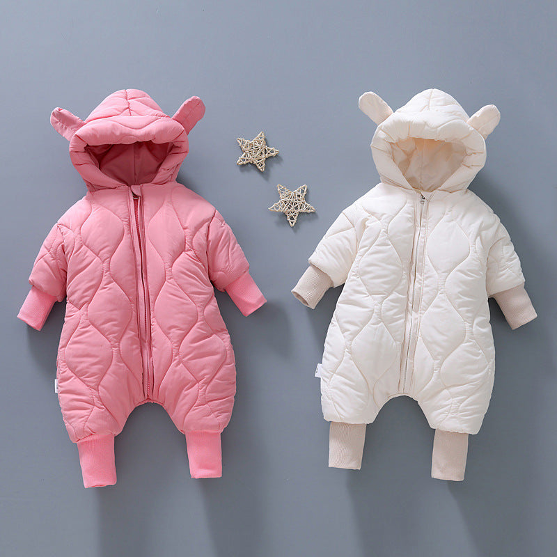 Infant and toddler one-piece clothing with fleece and cotton for going out and crawling