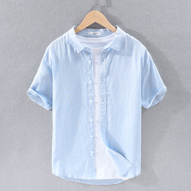 Pure Linen Men's Casual Short-Sleeved Shirt