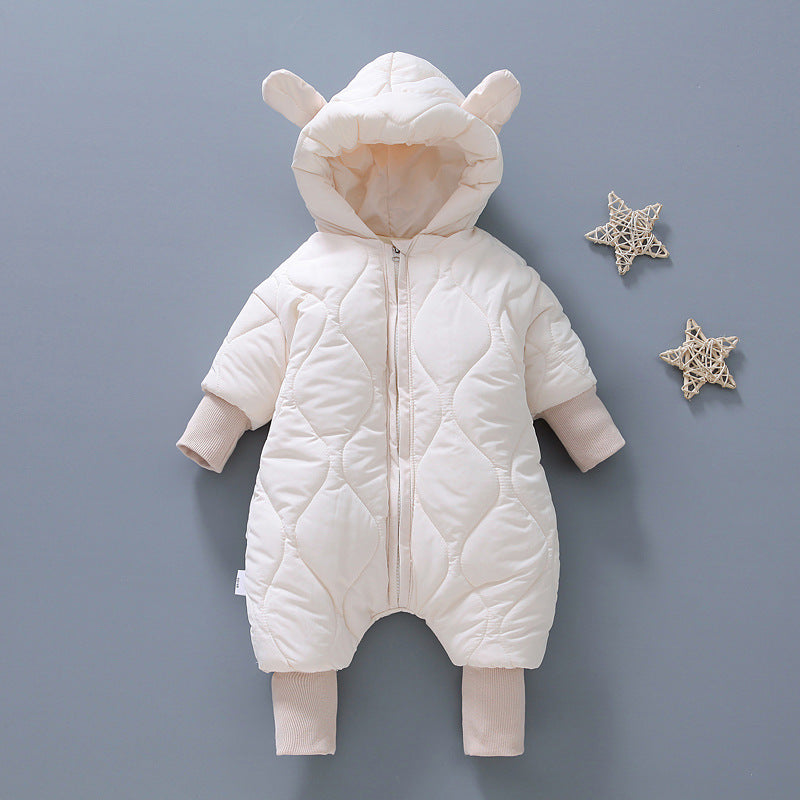 Infant and toddler one-piece clothing with fleece and cotton for going out and crawling