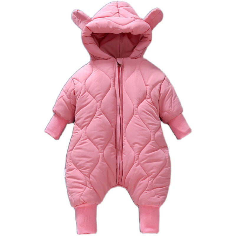 Infant and toddler one-piece clothing with fleece and cotton for going out and crawling