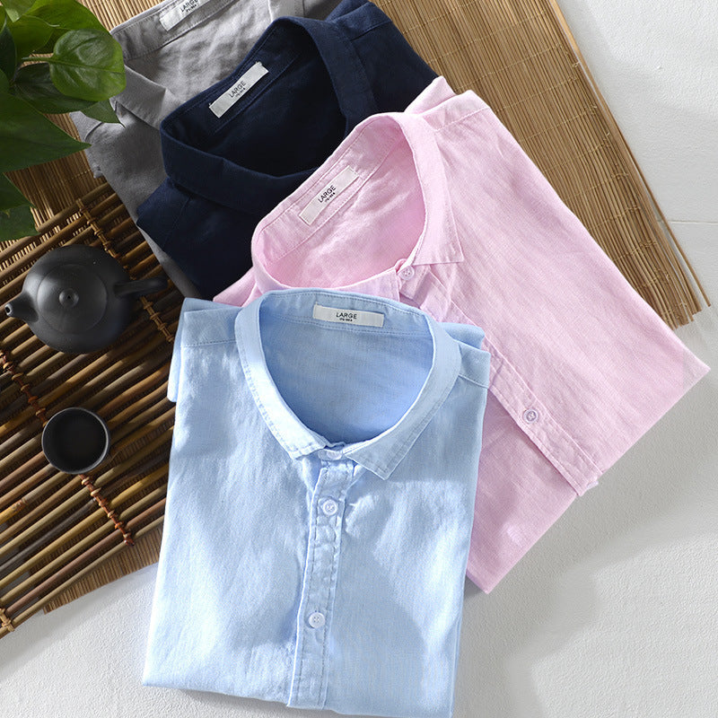 Pure Linen Men's Casual Short-Sleeved Shirt