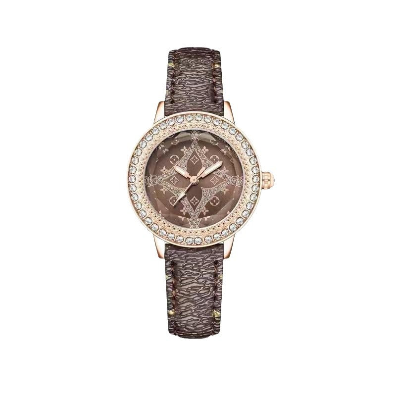 Diamond-encrusted digital women's steel belt