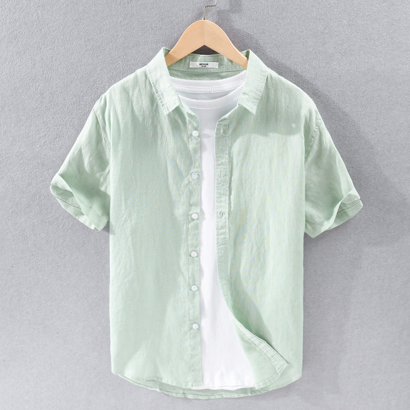 Pure Linen Men's Casual Short-Sleeved Shirt