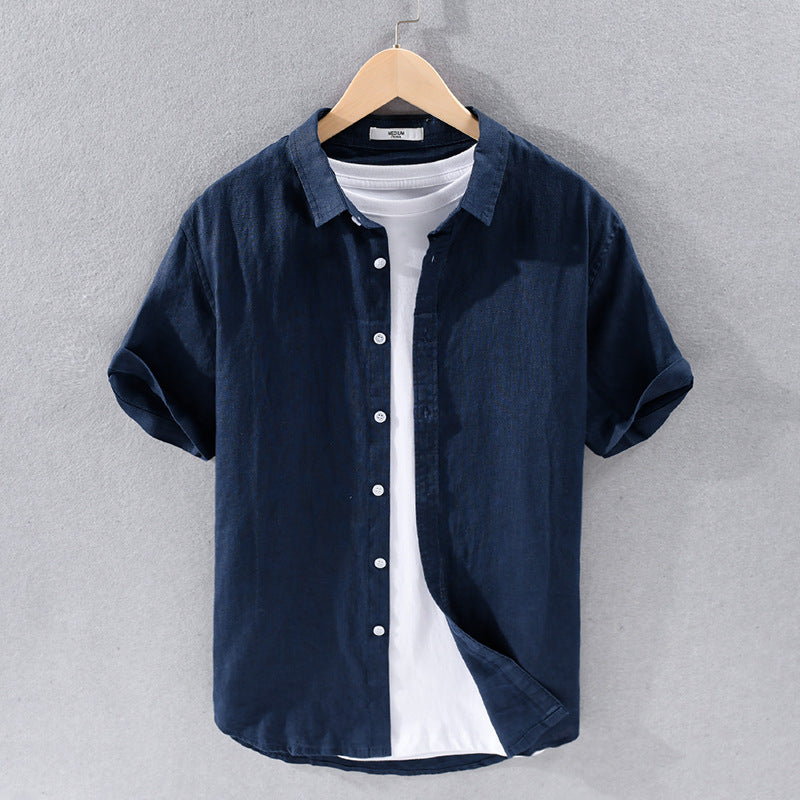 Pure Linen Men's Casual Short-Sleeved Shirt