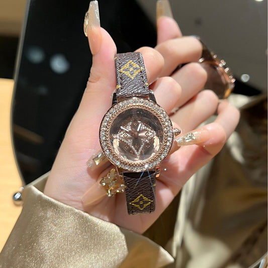 Diamond-encrusted digital women's steel belt