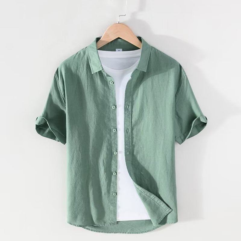 Pure Linen Men's Casual Short-Sleeved Shirt
