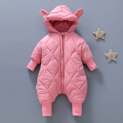 Infant and toddler one-piece clothing with fleece and cotton for going out and crawling