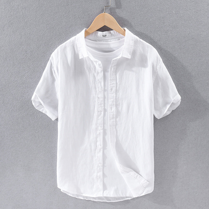 Pure Linen Men's Casual Short-Sleeved Shirt