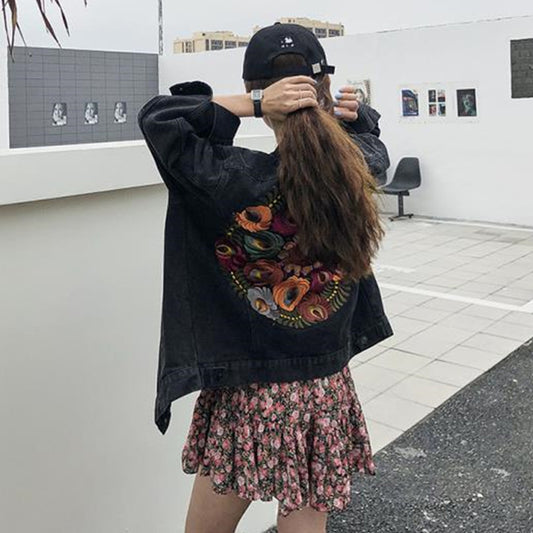 Embroidered denim jacket for women
