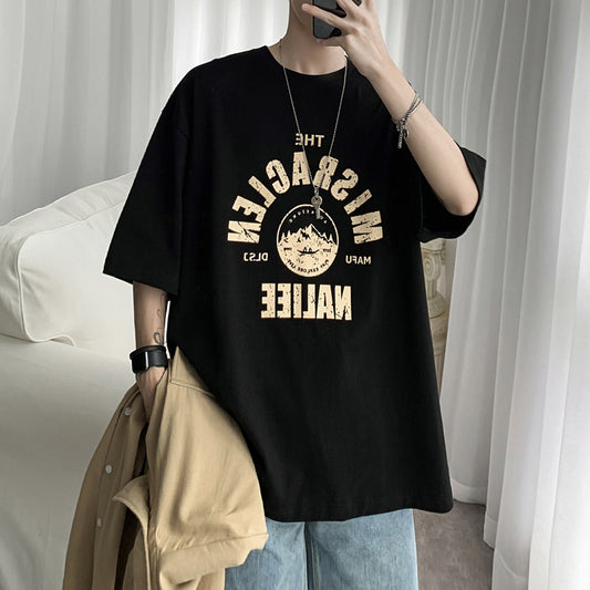 Trendy Men's Short Sleeve T-shirt - Loose Fit Casual Summer Top