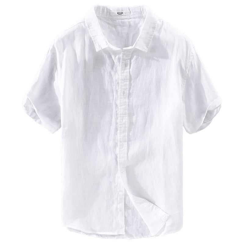Pure Linen Men's Casual Short-Sleeved Shirt