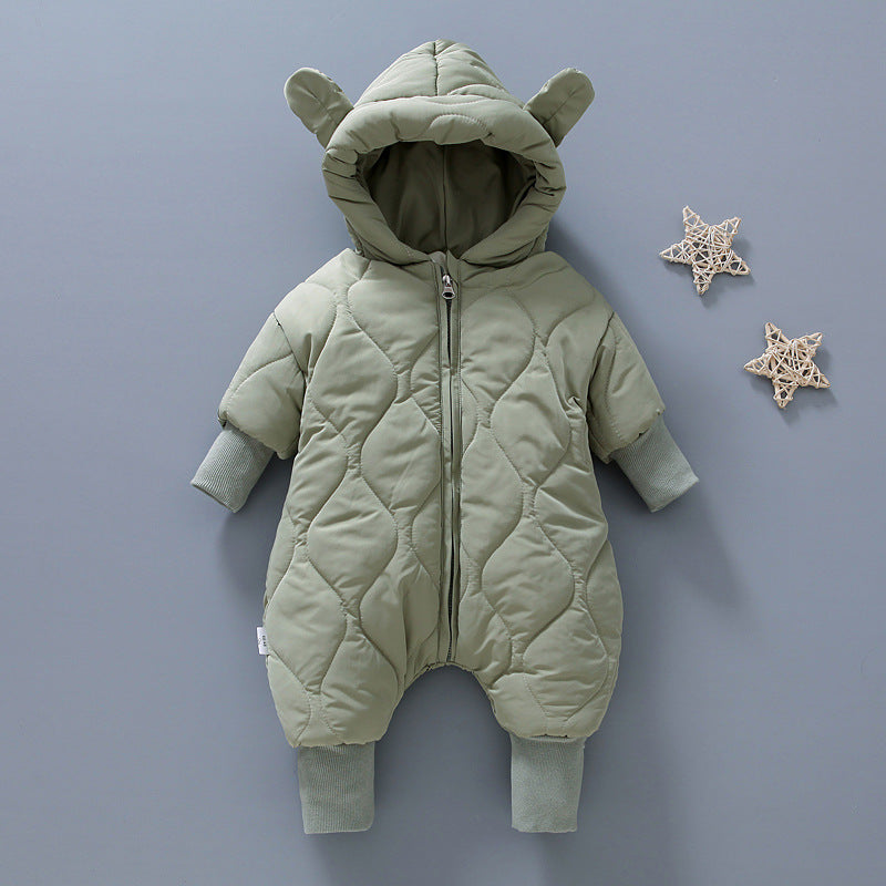 Infant and toddler one-piece clothing with fleece and cotton for going out and crawling