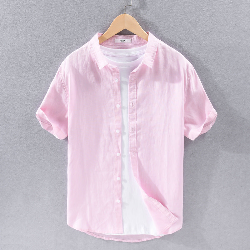 Pure Linen Men's Casual Short-Sleeved Shirt
