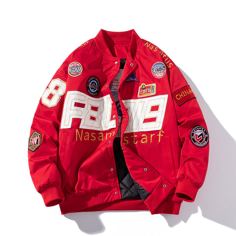 Autumn Winter Couple American Motorcycle  Baseball Uniform