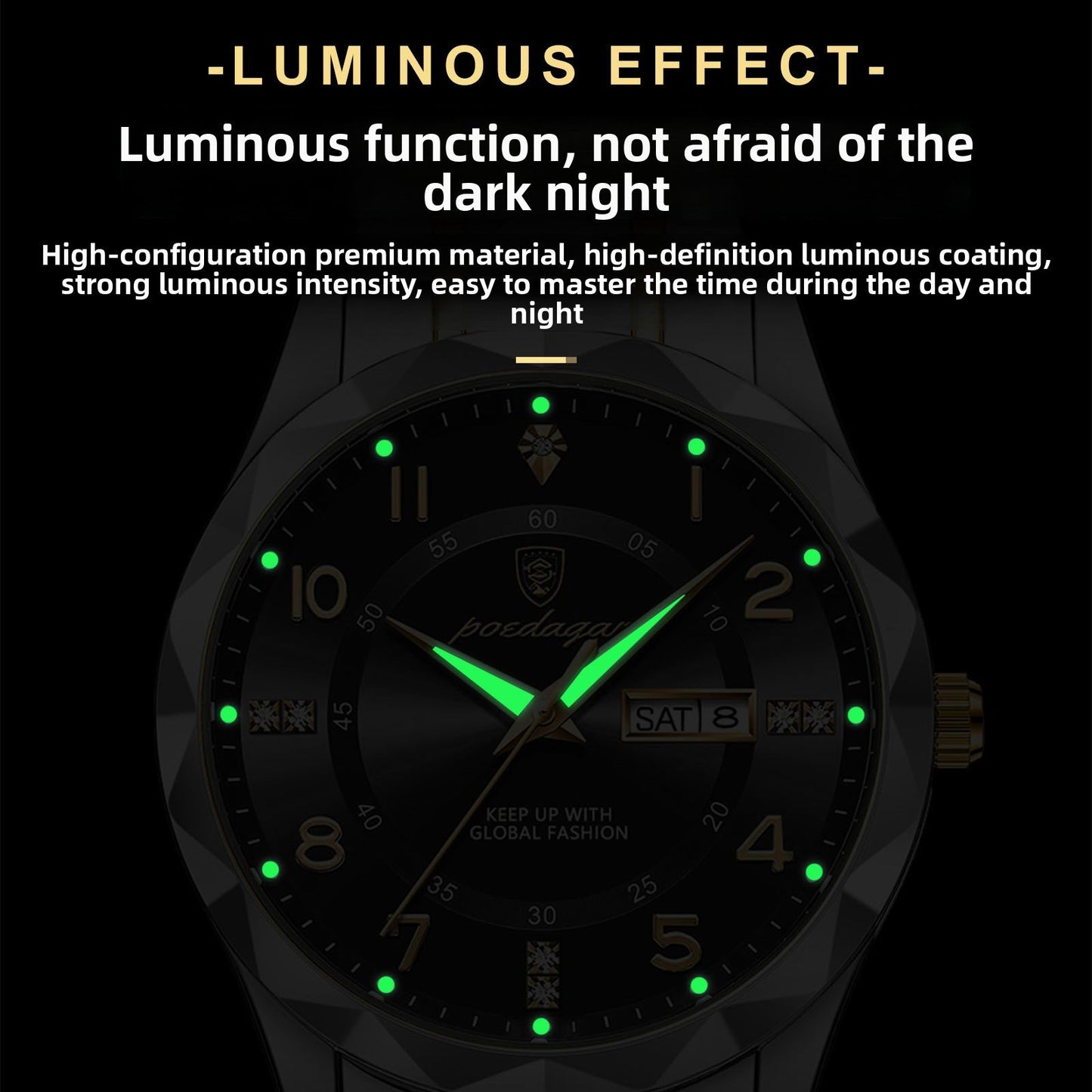Waterproof luminous watch for men